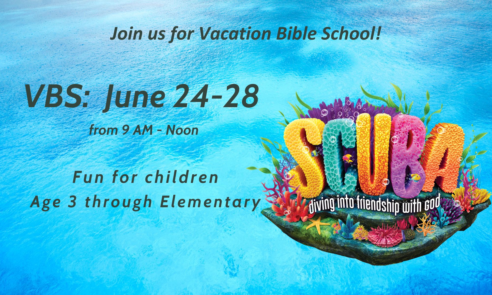 Undersea picture with SCUBA Driving Into Friendship With God (VBS Logo)